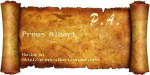 Press Albert névjegykártya
